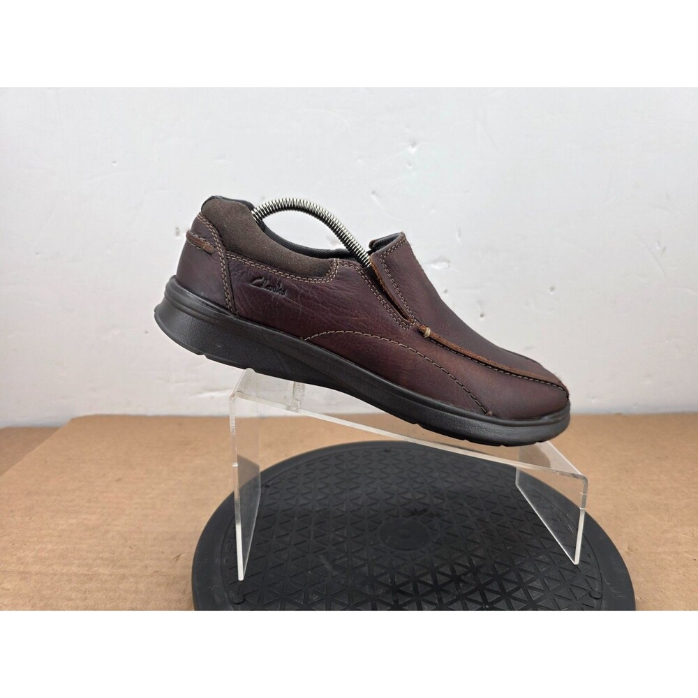 Clarks Cotrell One Step Brown  Leather Slip on Shoes- Men's Loafer-Size 9.5